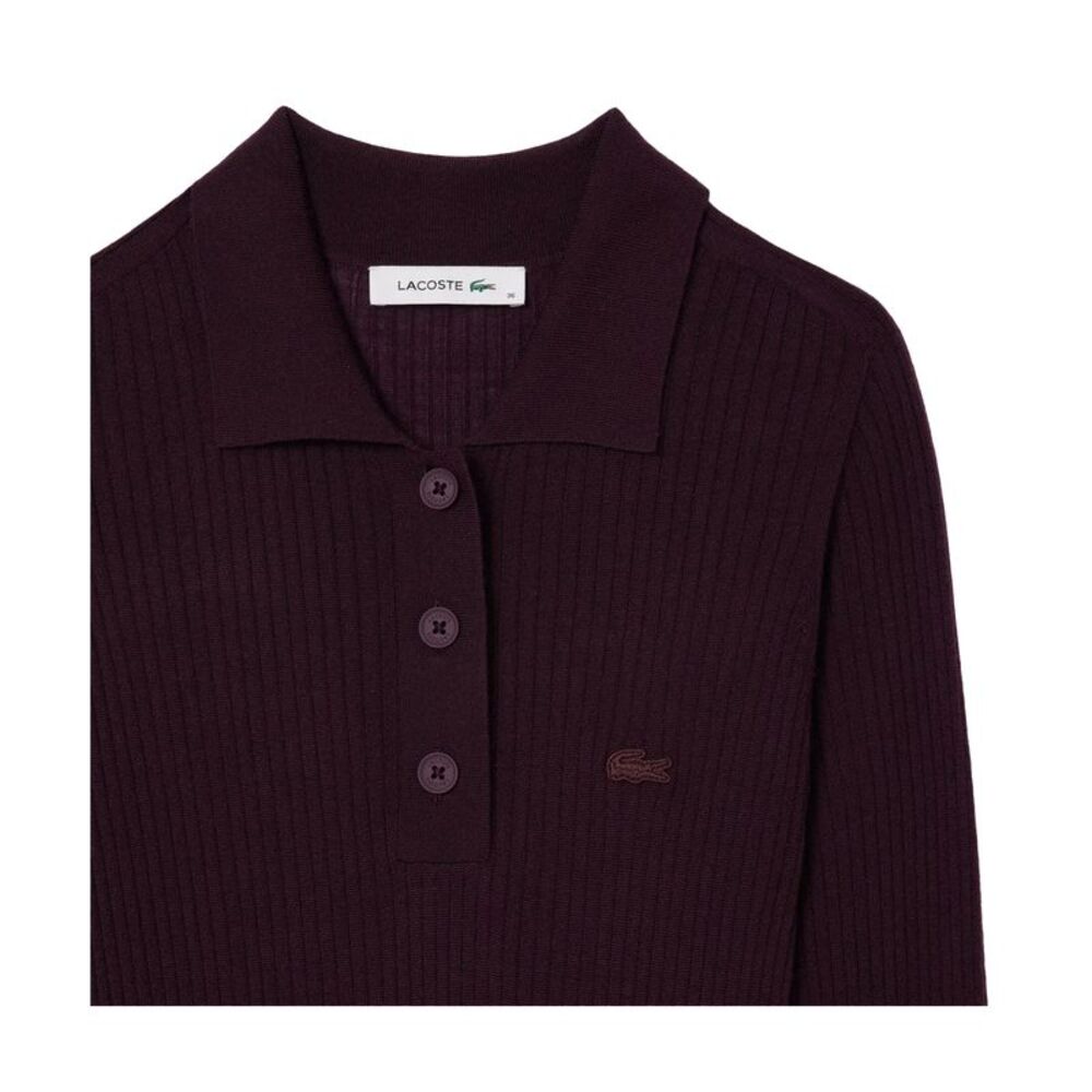 Lacoste Womens/Ladies Wool Long-Sleeved Polo Shirt Dress / Brown - Picture 2 of 2